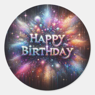 Adesivo Redondo Vinheta de aniversário