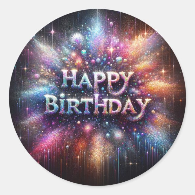 Adesivo Redondo Vinheta de aniversário (Frente)