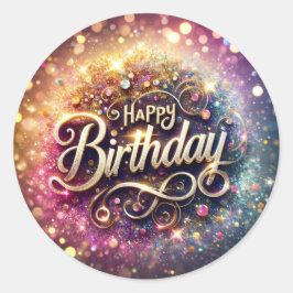 Adesivo Redondo Vinheta de aniversário