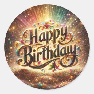 Adesivo Redondo vinheta de aniversário