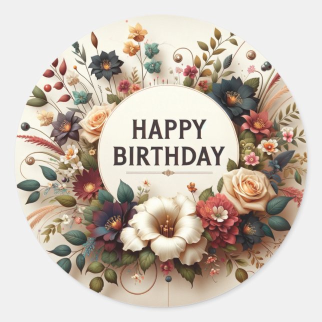 Adesivo Redondo Vinheta de aniversário (Frente)