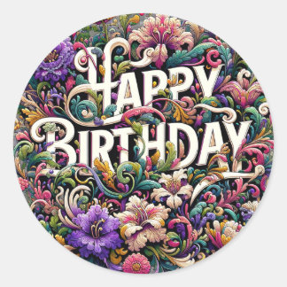 Adesivo Redondo Vinheta de aniversário