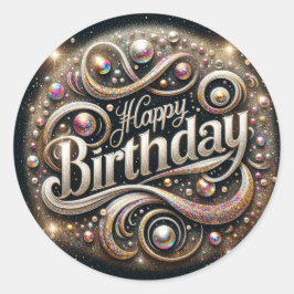 Adesivo Redondo Vinheta de aniversário