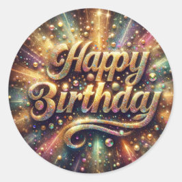 Adesivo Redondo Vinheta de aniversário