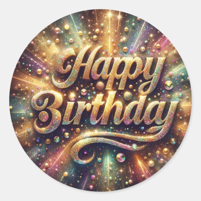 Adesivo Redondo Vinheta de aniversário (Frente)