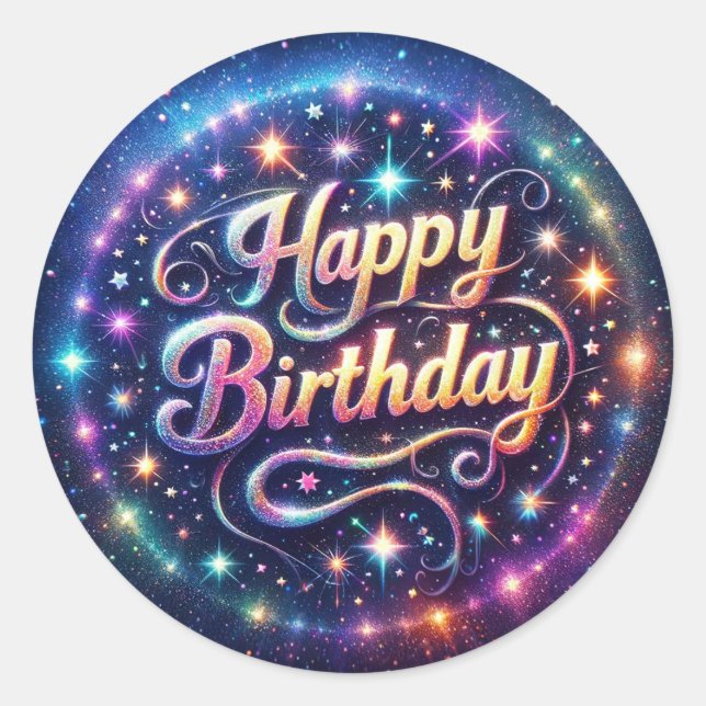 Adesivo Redondo Vinheta de aniversário (Frente)