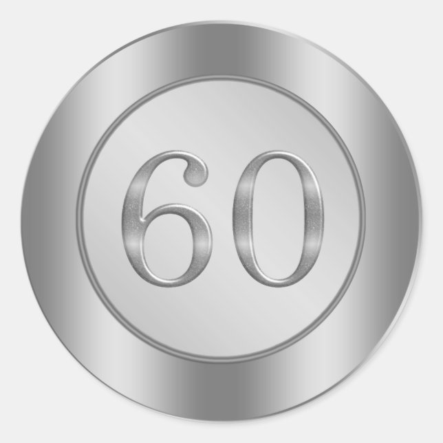 Adesivo Redondo Vinheta de Aniversário de Casamento 60 (Frente)
