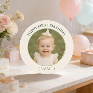 Adesivo Redondo Vinheta de aniversário de fotografia personalizada