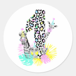 Adesivo Redondo Vinheta de aniversário de UM selvagem