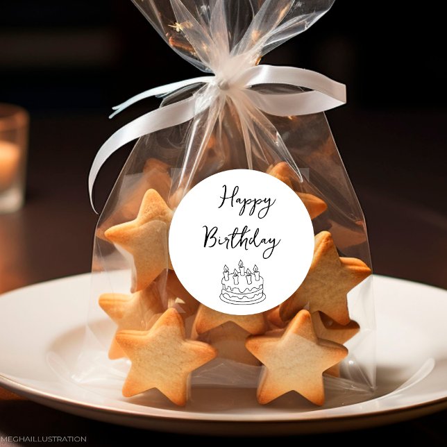 Adesivo Redondo Vinheta de aniversário feliz (Criador carregado)