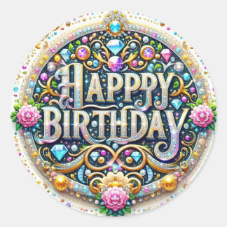 Adesivo Redondo Vinheta de aniversário impressionante