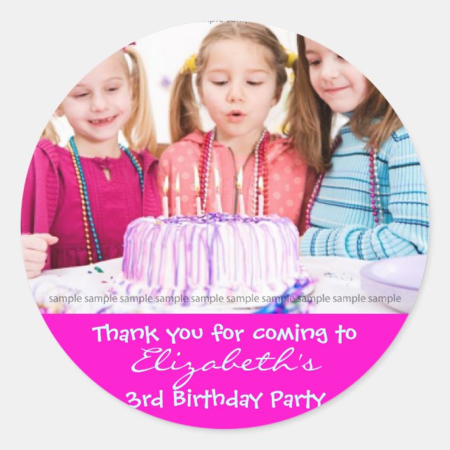 Adesivo Redondo Vinheta de aniversário personalizada: aniversário  (Frente)