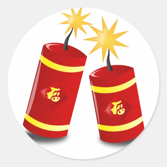Adesivo Redondo Vinheta de Ano Novo Chinês (Frente)