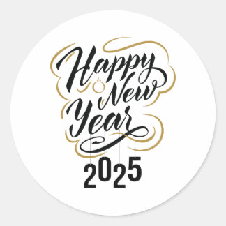 Adesivo Redondo Vinheta de Ano Novo | Decal de Celebração de 2025
