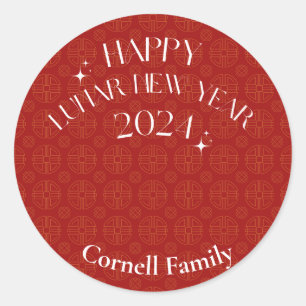 Adesivo Redondo Vinheta de Ano Novo Lunar