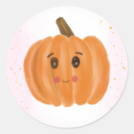Adesivo Redondo Vinheta de Aquarela de Pumpkin Bonito