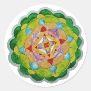 Adesivo Redondo Vinheta de Arte de Mandala Verde