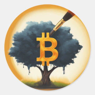 Adesivo Redondo Vinheta de Árvore Bitmoney