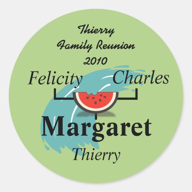 Adesivo Redondo Vinheta de árvore da família Watermelon Splash (Frente)