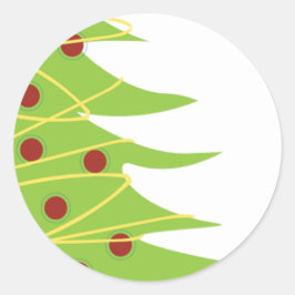 Adesivo Redondo Vinheta de Árvore de Natal