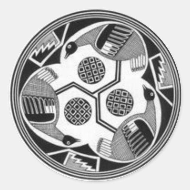 Adesivo Redondo Vinheta de aves mimbres (2) (Frente)