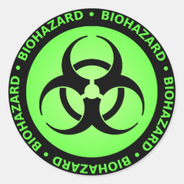 Adesivo Redondo Vinheta de aviso de perigo biológico verde