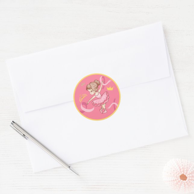 Adesivo Redondo vinheta de bailarina Dourada (Envelope)