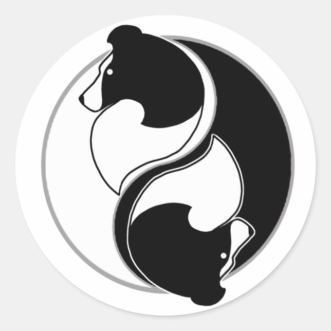 Adesivo Redondo Vinheta de Balanço de Sheltie (Frente)