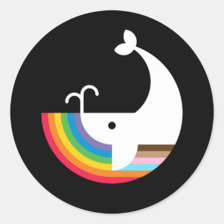 Adesivo Redondo Vinheta de Baleia Orgulho NB