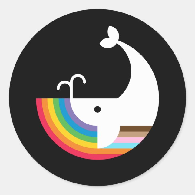 Adesivo Redondo Vinheta de Baleia Orgulho NB (Frente)