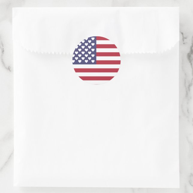 Adesivo Redondo Vinheta de bandeira americana (Bolsa)