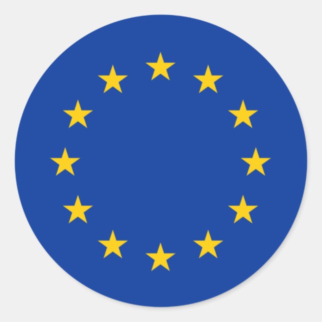 Adesivo Redondo Vinheta de bandeira da União Europeia (Frente)