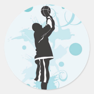 Adesivo Redondo Vinheta de basquete