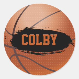 Adesivo Redondo Vinheta de Basquete Colby Grunge