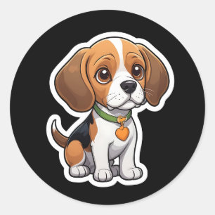 Adesivo Redondo Vinheta de Beagle