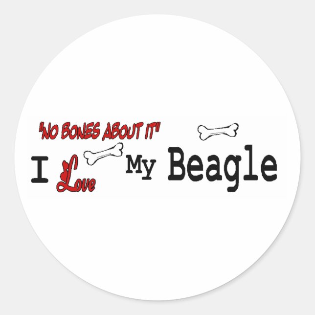 Adesivo Redondo Vinheta de Beagle (I Love) (Frente)