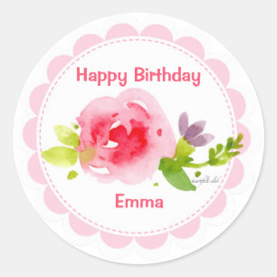 Adesivo Redondo Vinheta de beleza com aquarelas