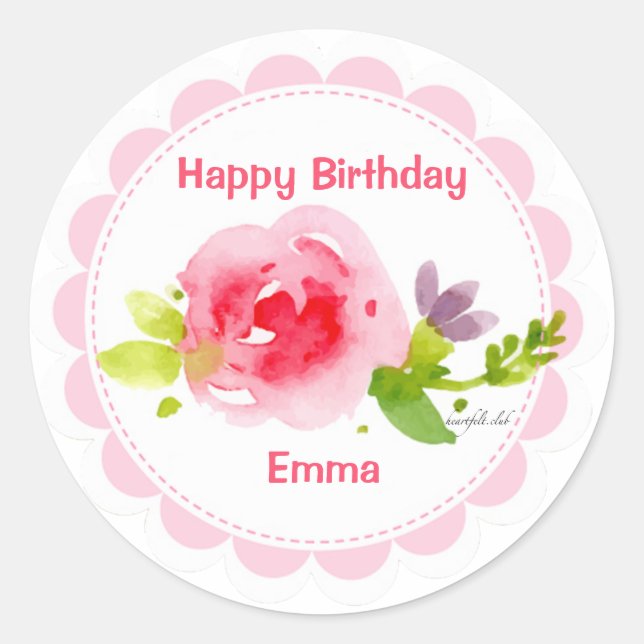 Adesivo Redondo Vinheta de beleza com aquarelas (Frente)