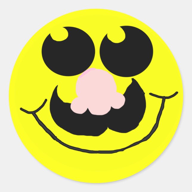 Adesivo Redondo Vinheta de bigode (Frente)