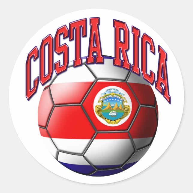 Adesivo Redondo Vinheta de Bola de Futebol da Costa Rica (Frente)