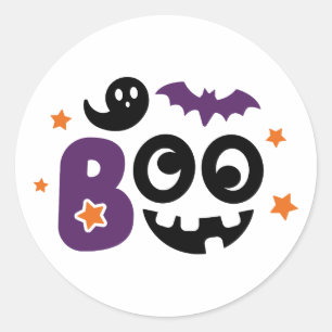 Adesivo Redondo Vinheta de Boo Halloween para jogar