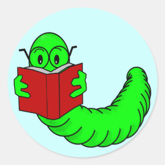 Adesivo Redondo Vinheta de Bookworm