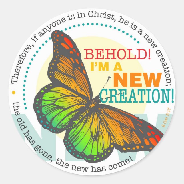 Adesivo Redondo Vinheta de Borboleta Nova Criação (Frente)