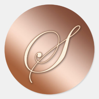 Adesivo Redondo Vinheta de bronze - Monograma S