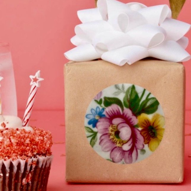 Adesivo Redondo Vinheta de Buquê Floral para Taa (Criador carregado)