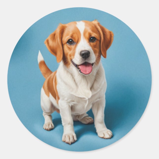 Adesivo Redondo Vinheta de cachorrinho (Frente)