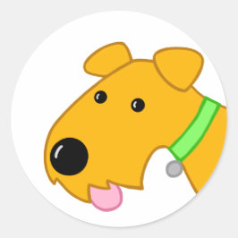 Adesivo Redondo Vinheta de Cachorro Castanho Cachorro