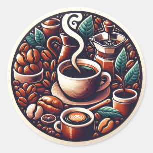 Adesivo Redondo Vinheta de café