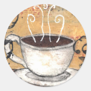 Adesivo Redondo Vinheta de café
