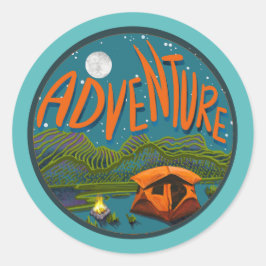 Adesivo Redondo Vinheta de Campanha Adventure